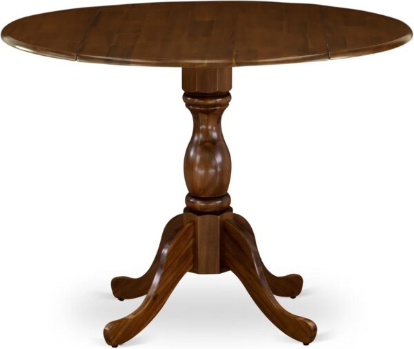 Kitchen Dining Table - a Round Wooden Table Top with Dropleaf & Pedestal Base, 42x42 Inch, Walnut