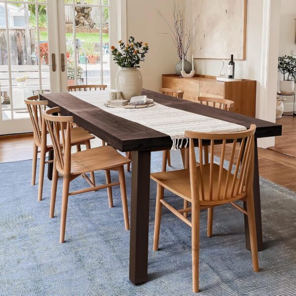 Acacia Wood Dining Table 6-Person Indoor Outdoor Table with Iron Legs, Sandblast Finish, Natural Stained, Rustic Metal, 69 * 33 * 30 inch (Espresso)